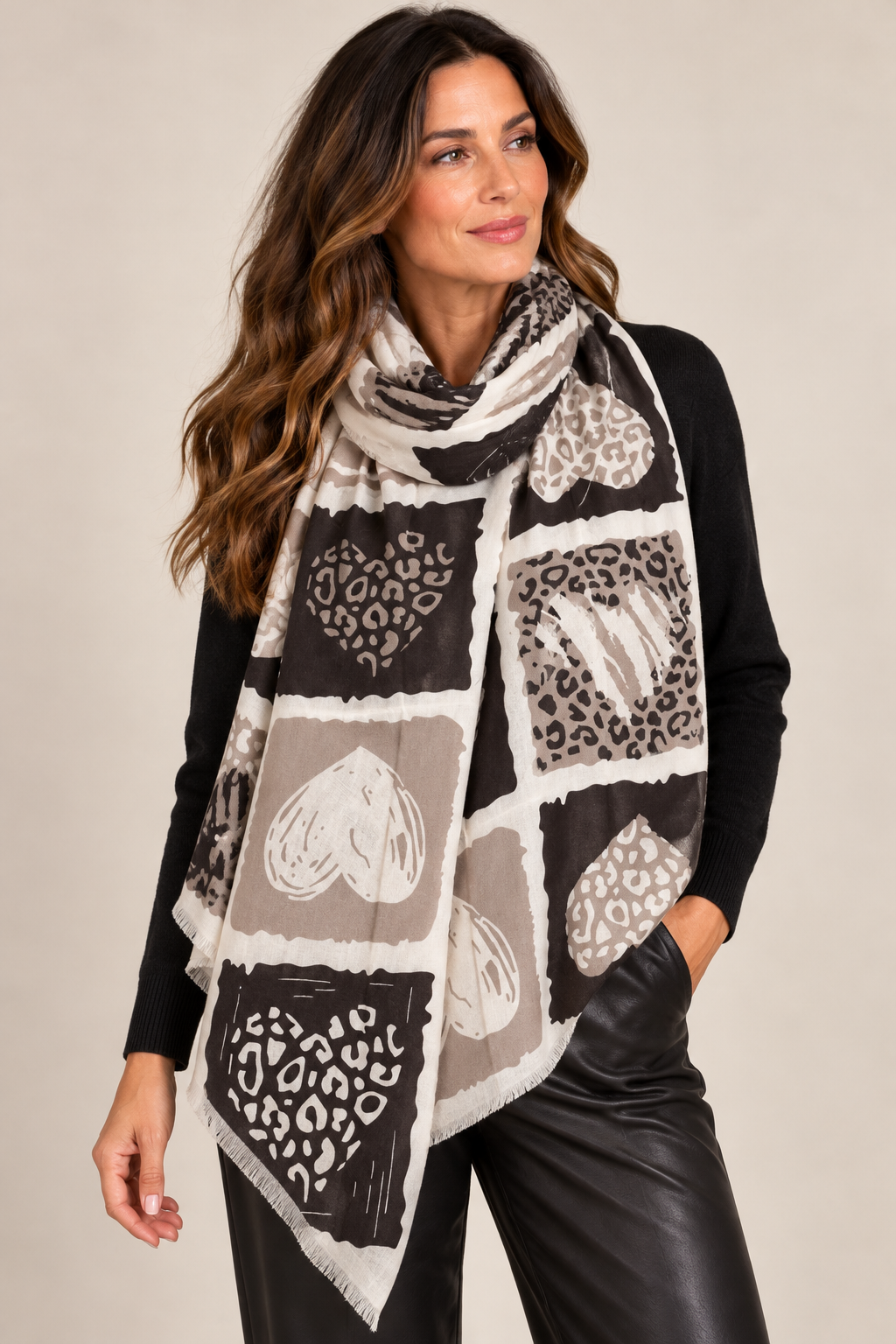 Animal Heart Print Scarf
