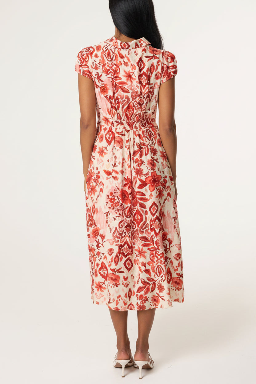 Raya – Abstract Floral Button Shirt Dress