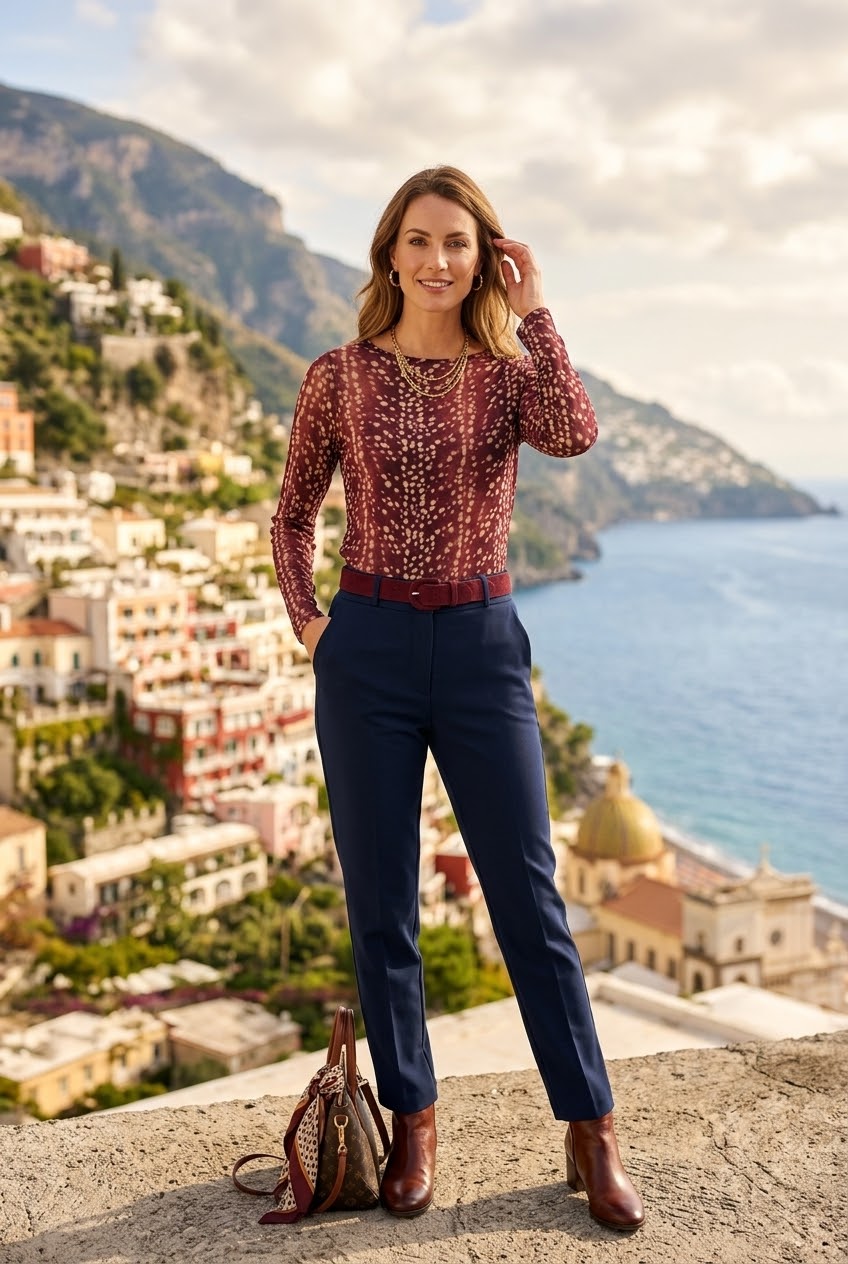 Callie Bambi Print Cashmere Blend Top