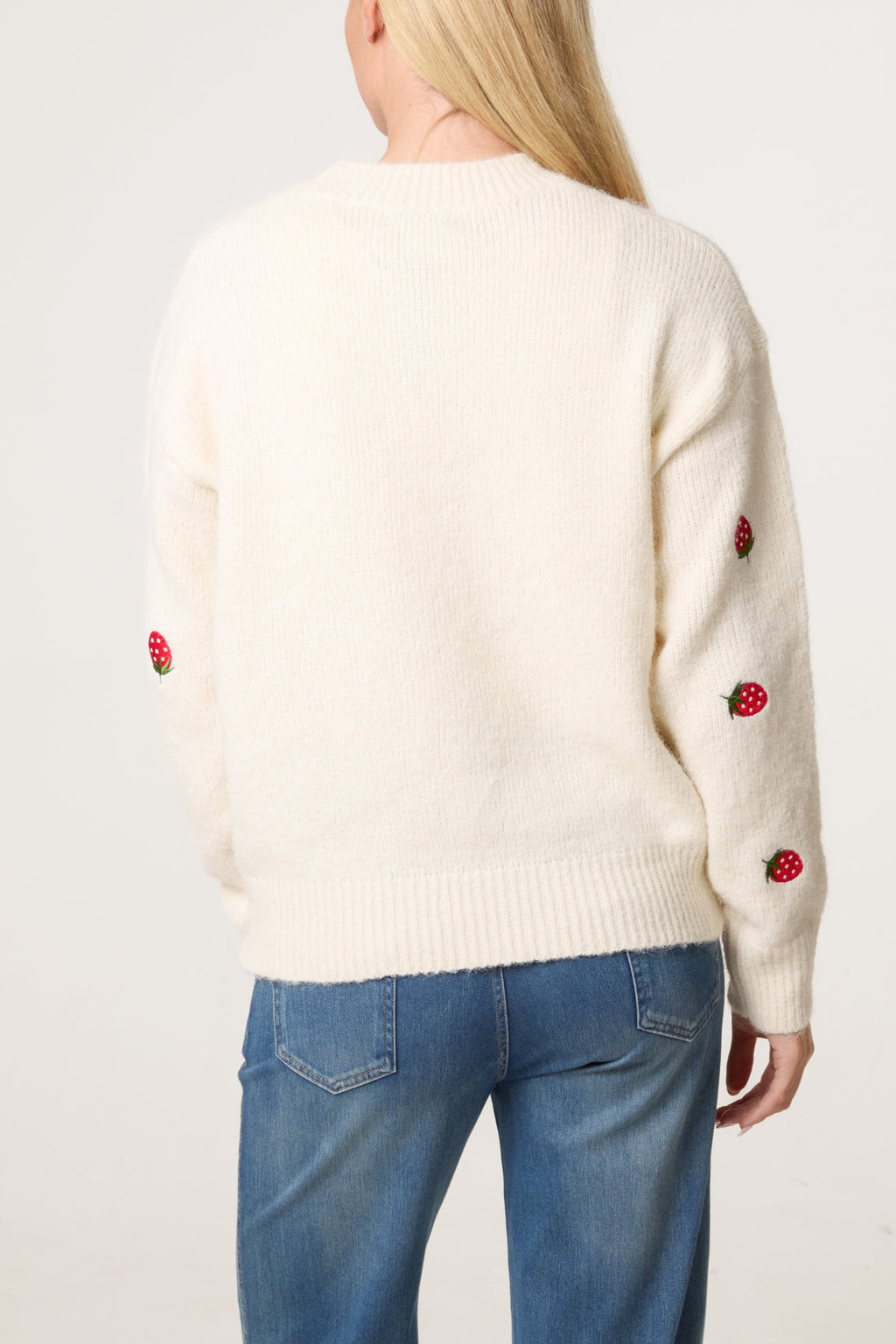 🍓Strawberry Embroidered Jumper — Ivory Final Sale Price No Returns