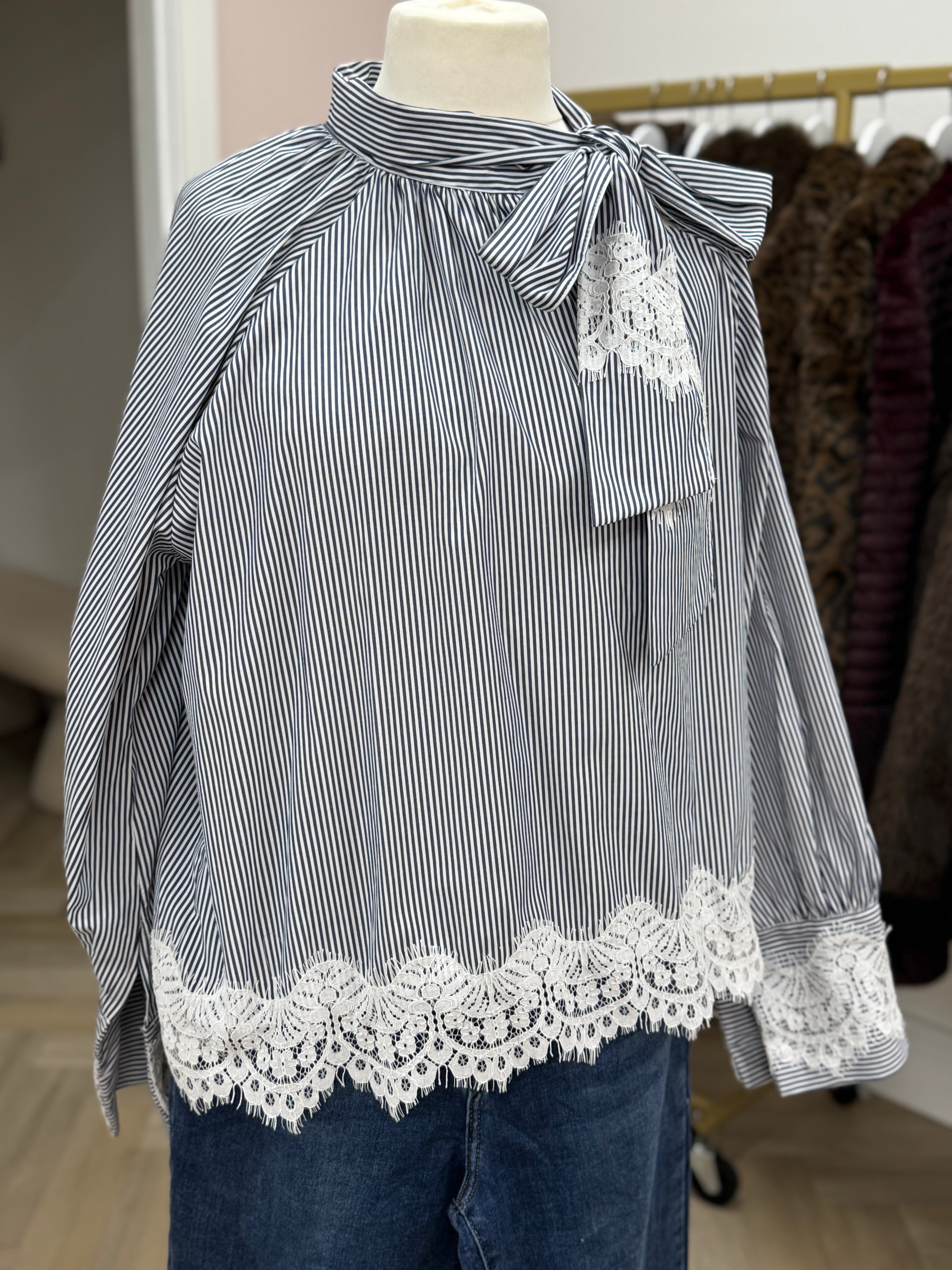 Lace Whisper Stripe Blouse