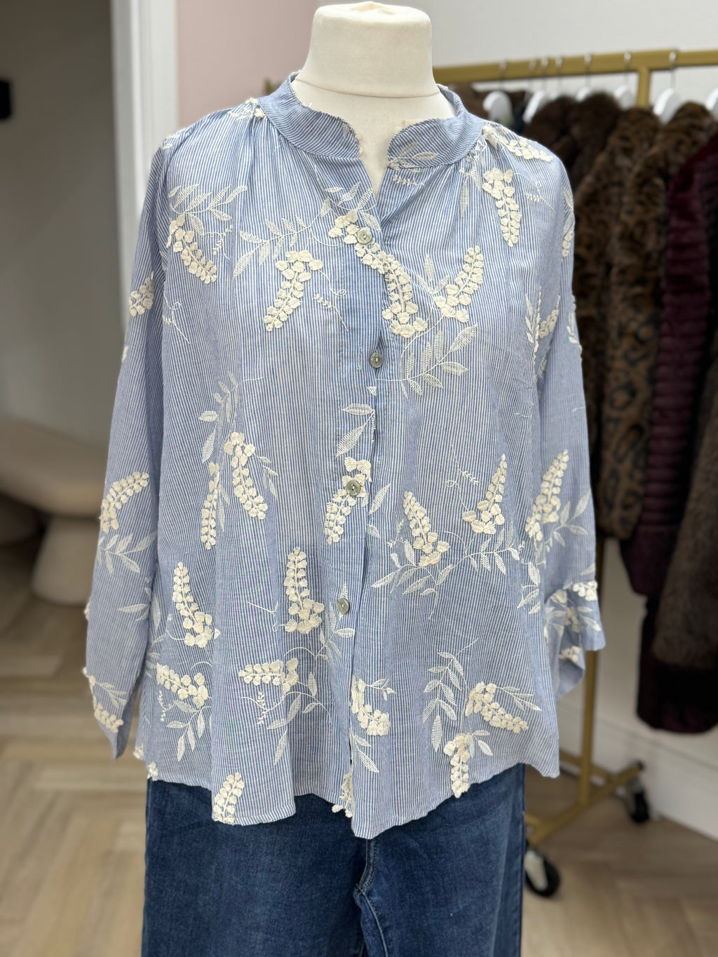 Blossom Stripe Embroidered