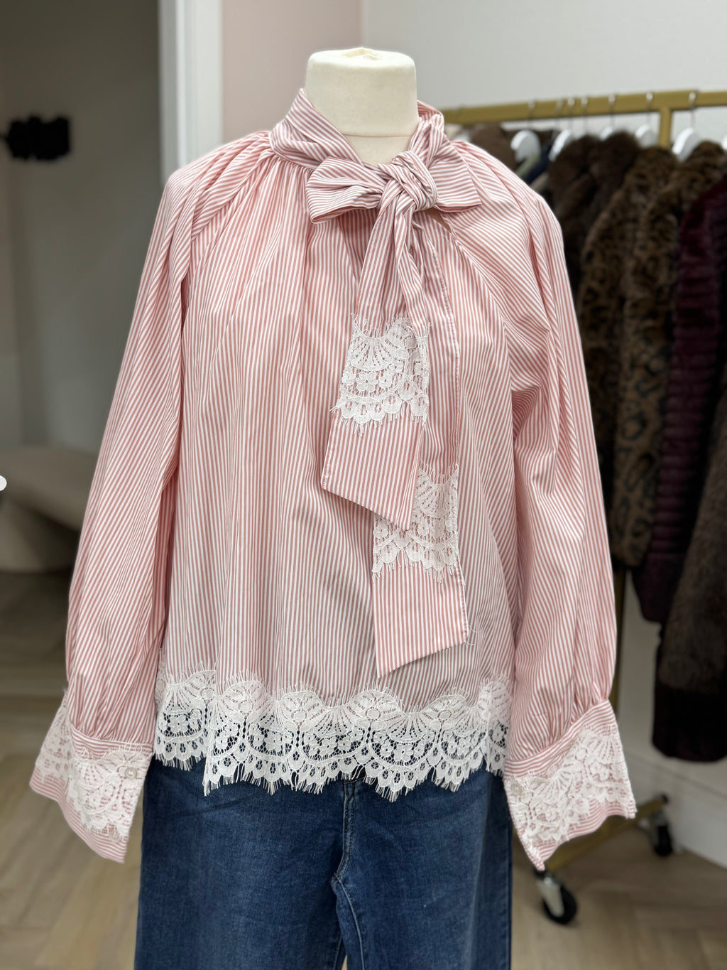 Lace Whisper Stripe Blouse