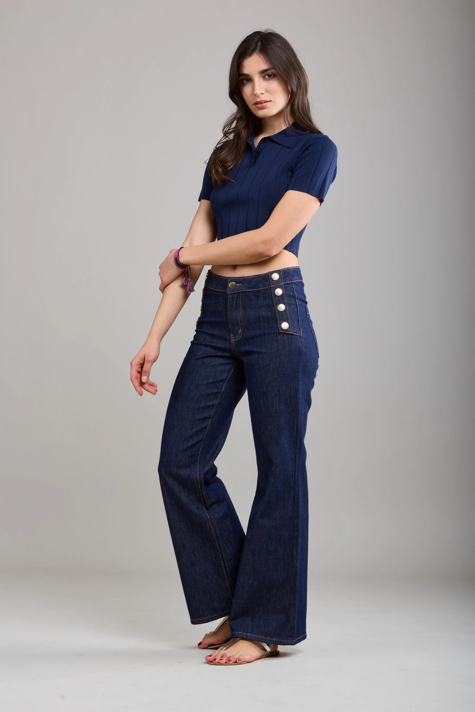 🔹 Toxik3 Paris – Marine Wide Leg Jean