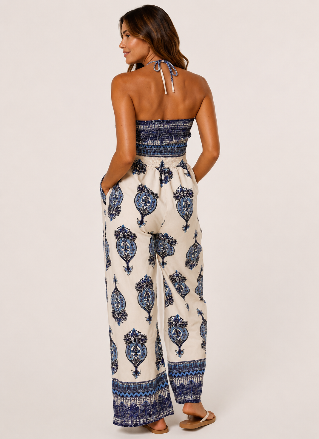 Heidi print shirred bodice jumpsuit