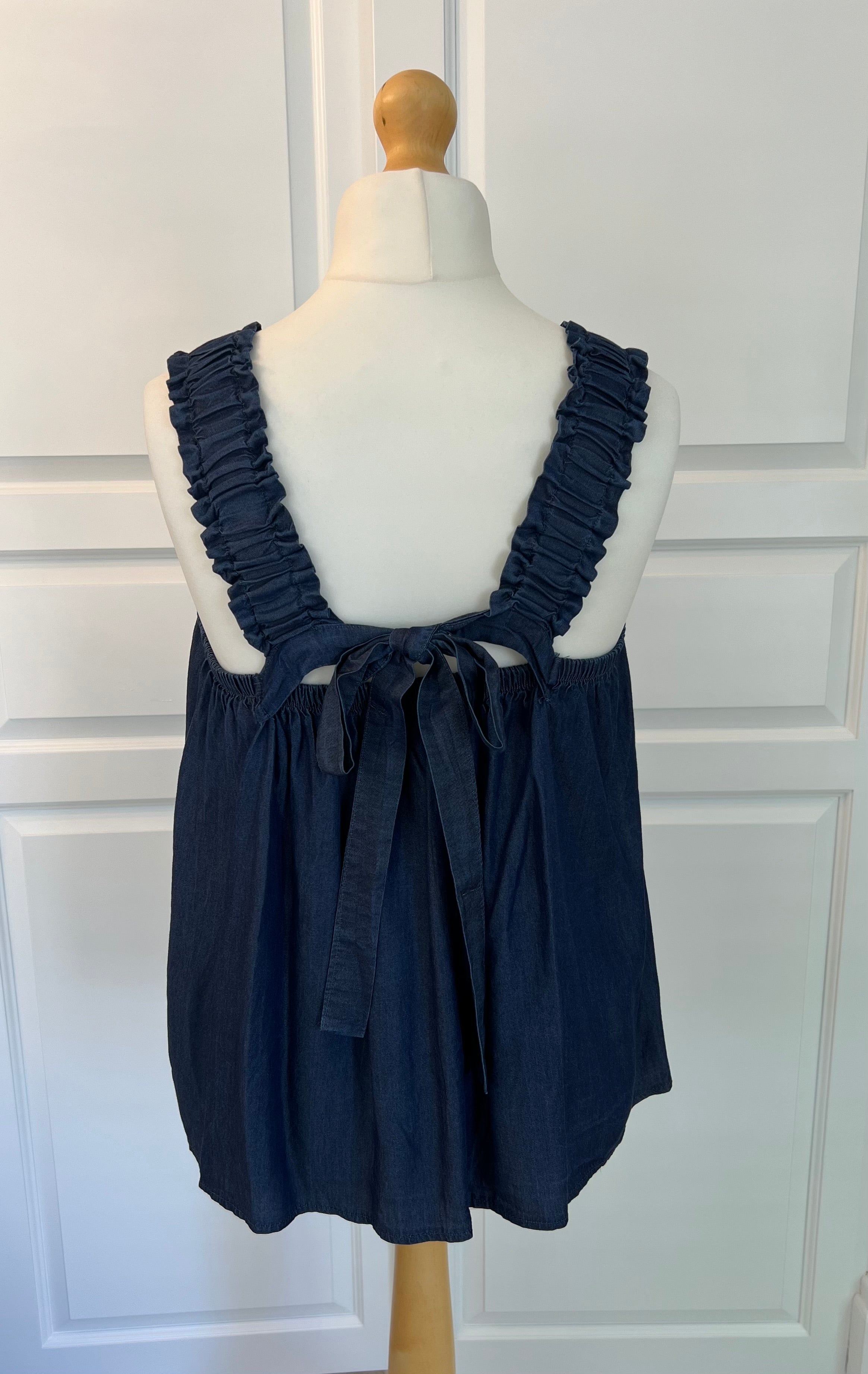 Indie Bow-Strap Denim Top