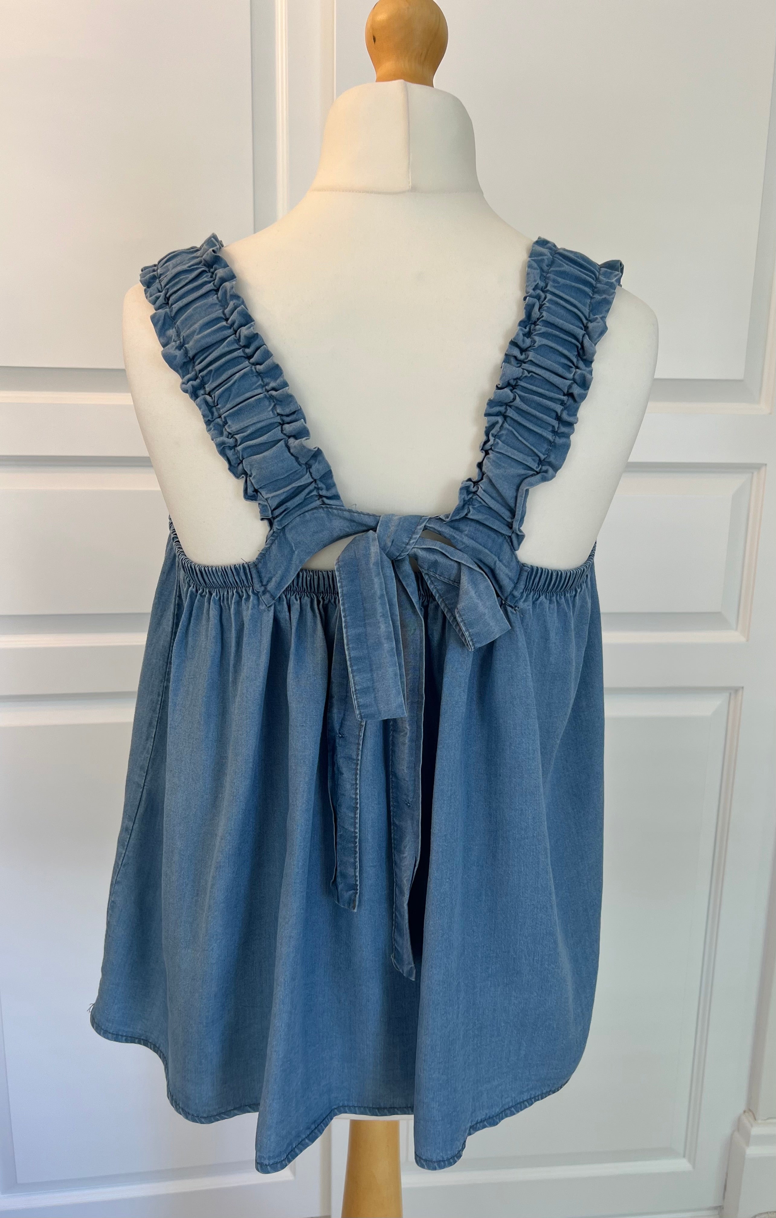 Indie Bow-Strap Denim Top