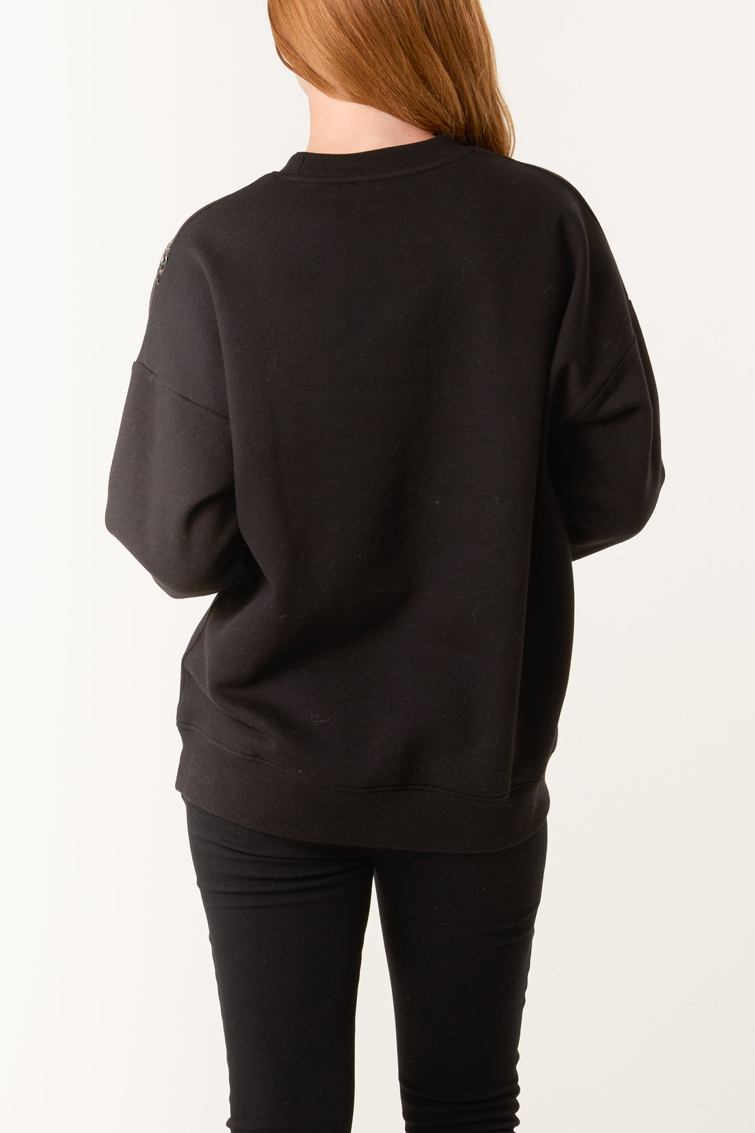 The Roxy — Sequin Animal Print Bow Sweatshirt