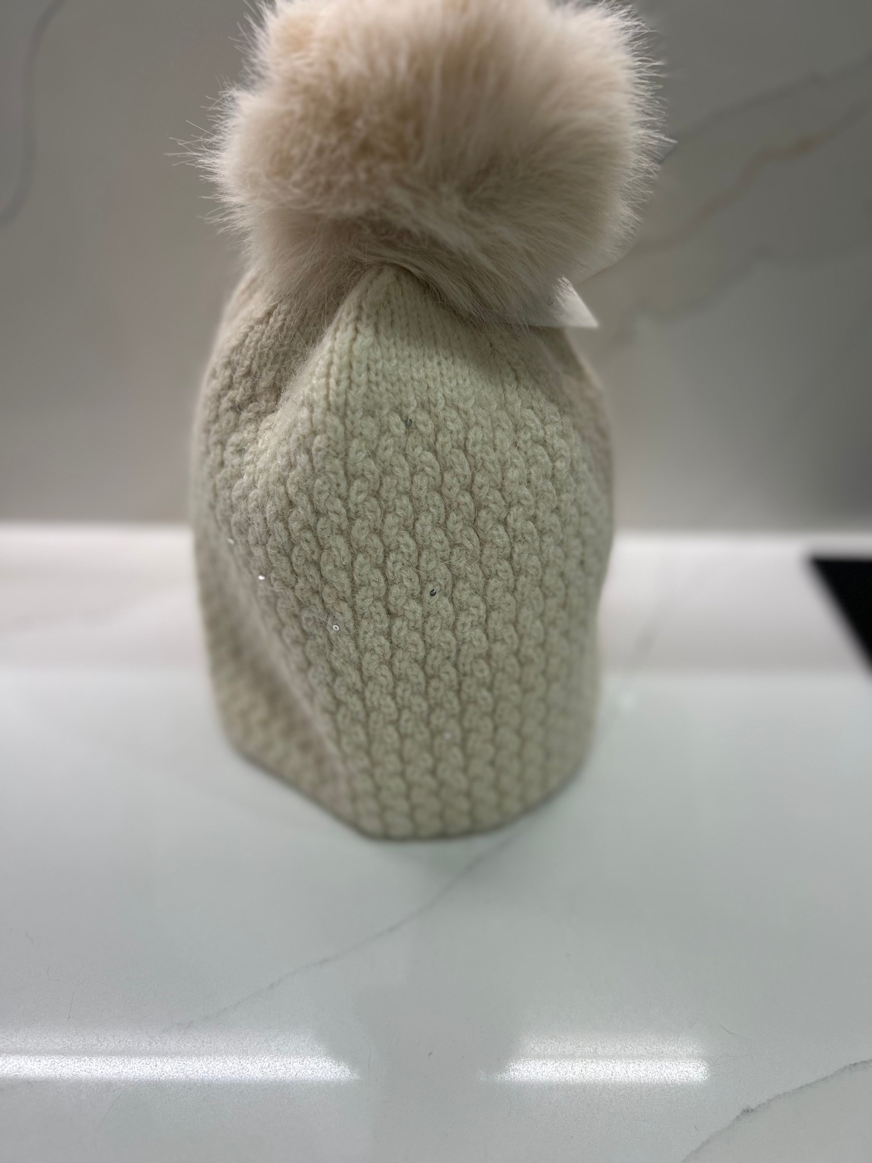 Faux Fur Pom-Pom Sparkle Bobble Hat
