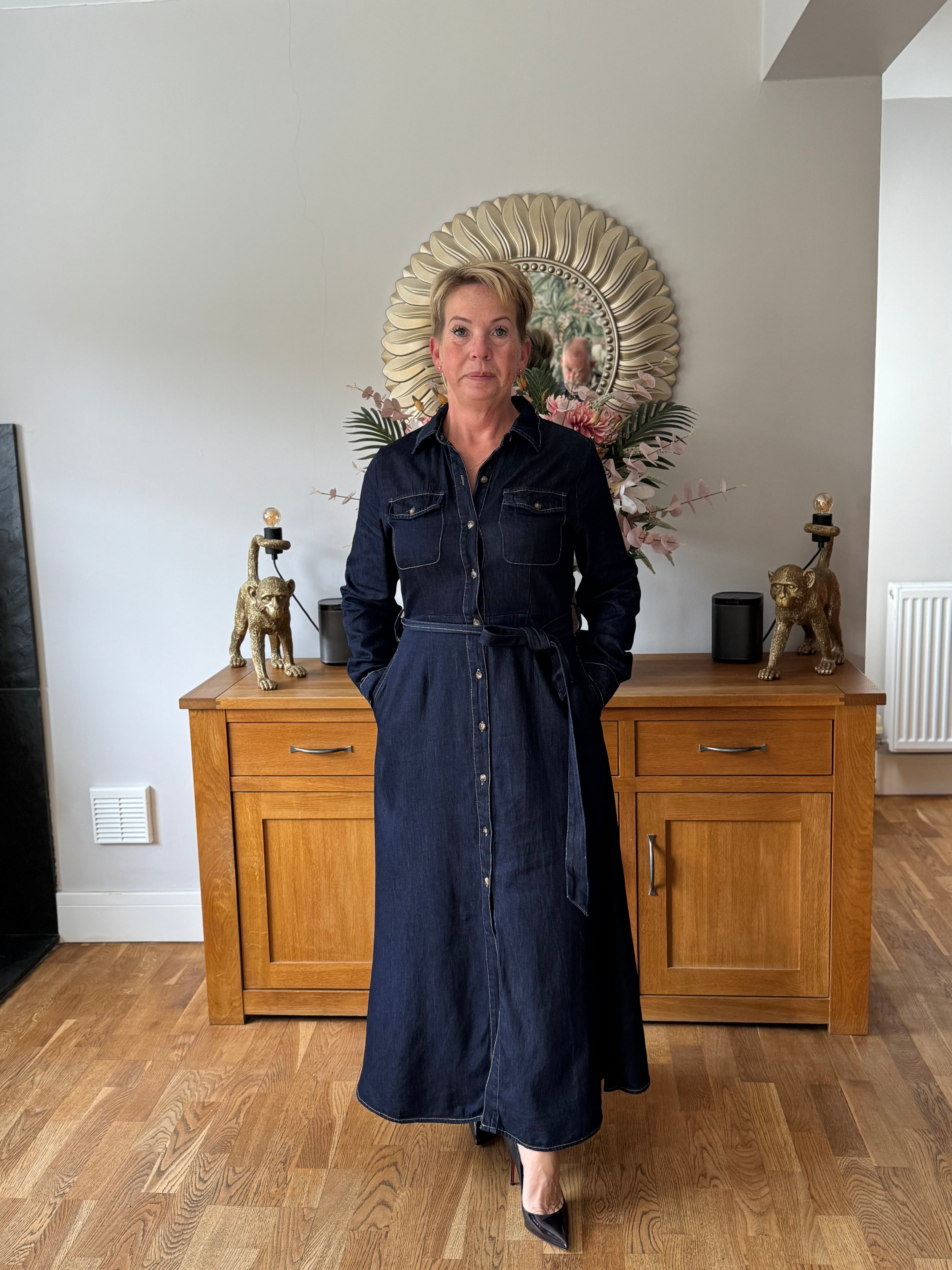 The Button-Down Denim Maxi Dress