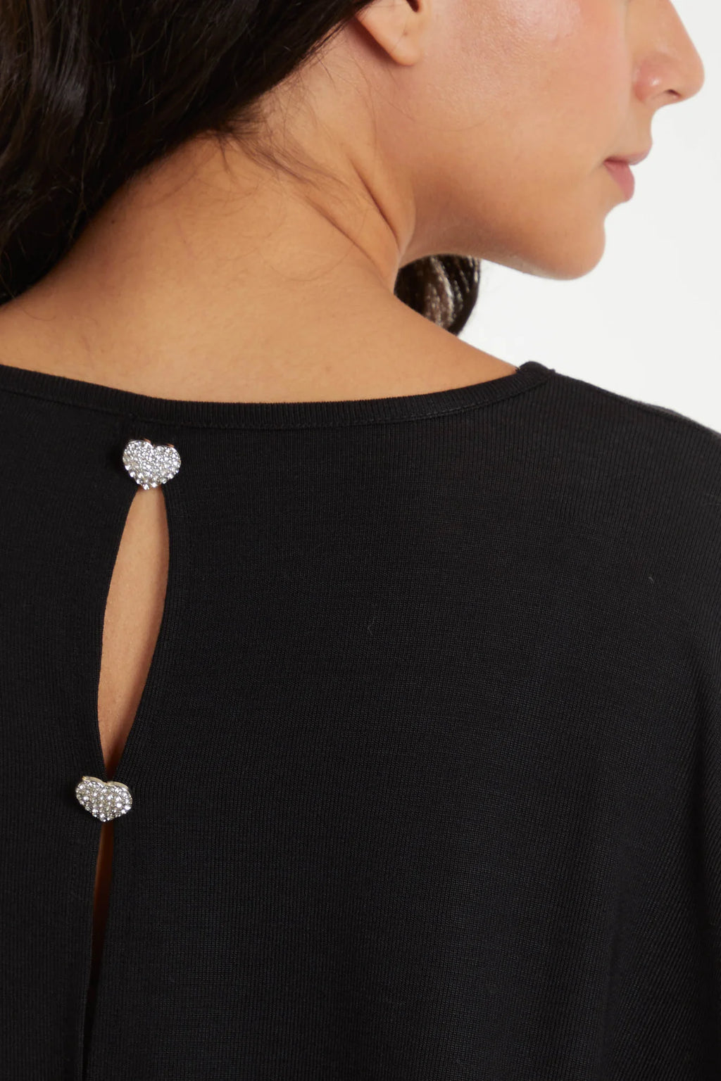 Clara Diamante Heart Button Back Top