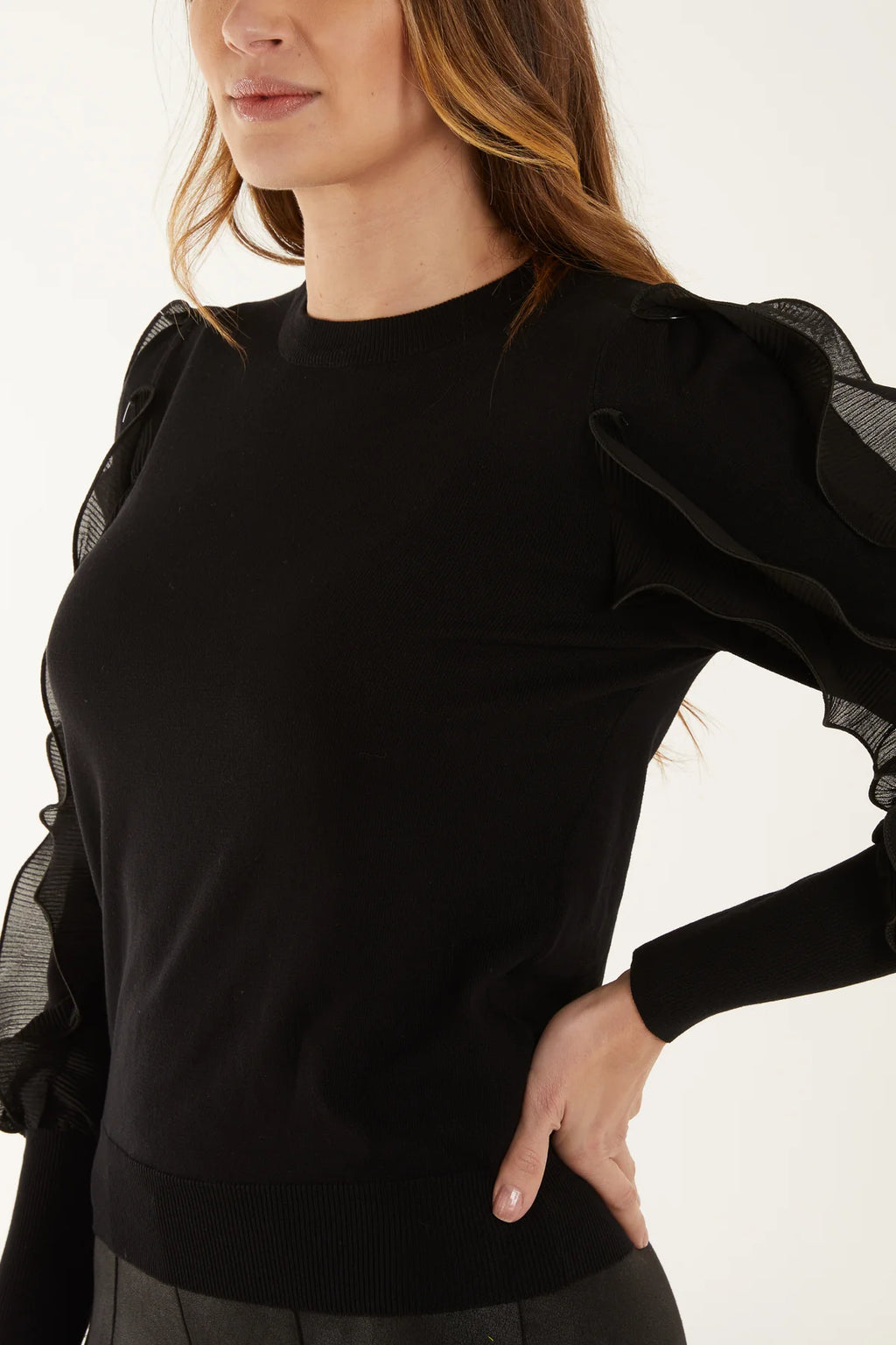 🖤 Tiffany Mesh Ruffle Sleeve Jumper