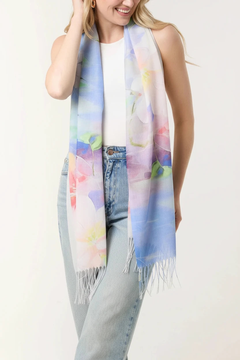 Bright Bloom Tassel Scarf