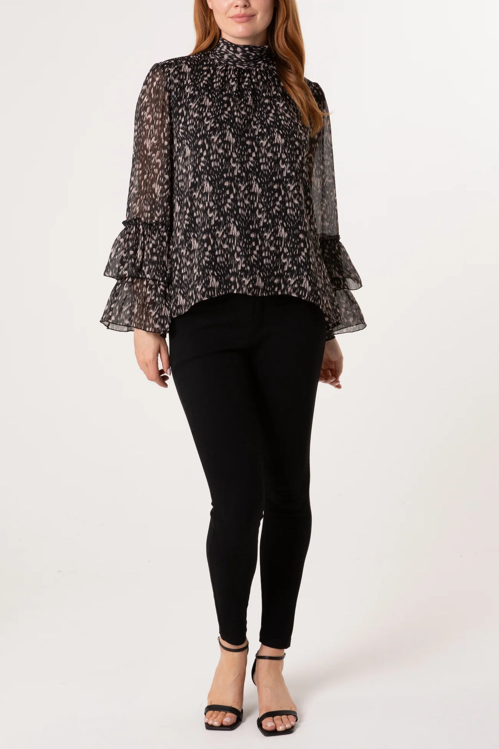 ✨ Speckled Print High Neck Blouse
