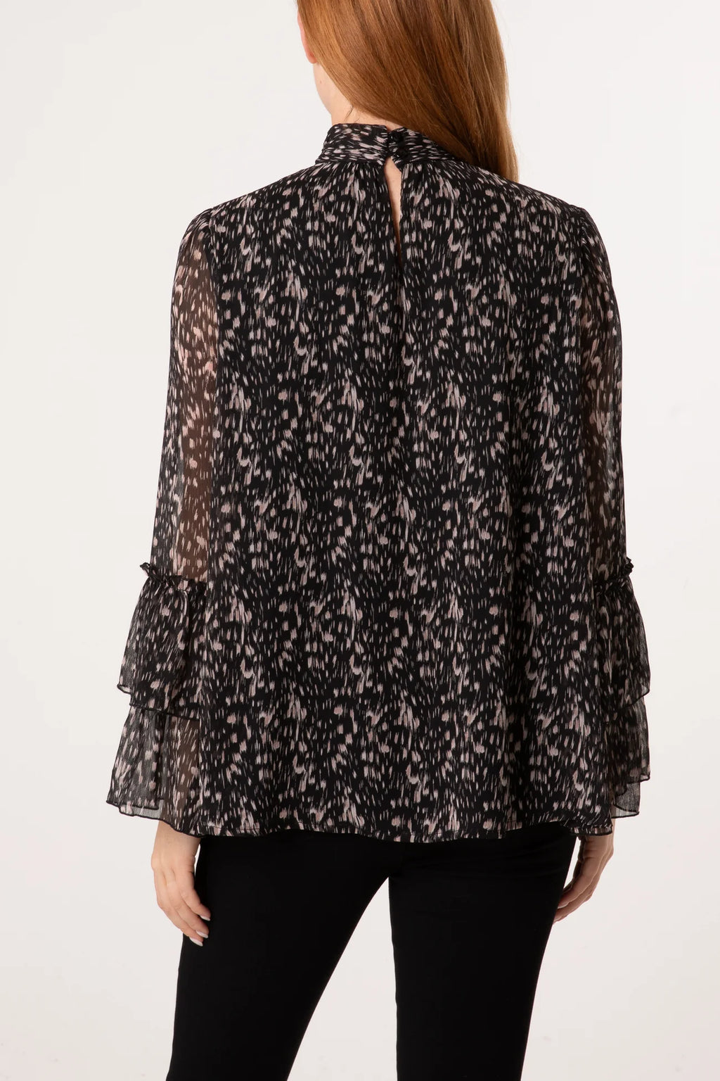 ✨ Speckled Print High Neck Blouse
