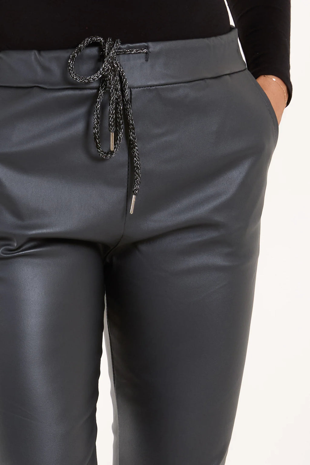 Grace Faux Leather PU Coated Magic Trousers No Return on Sale Items
