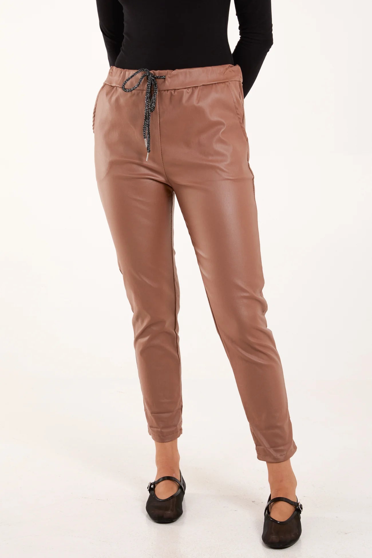 Grace Faux Leather PU Coated Magic Trousers
