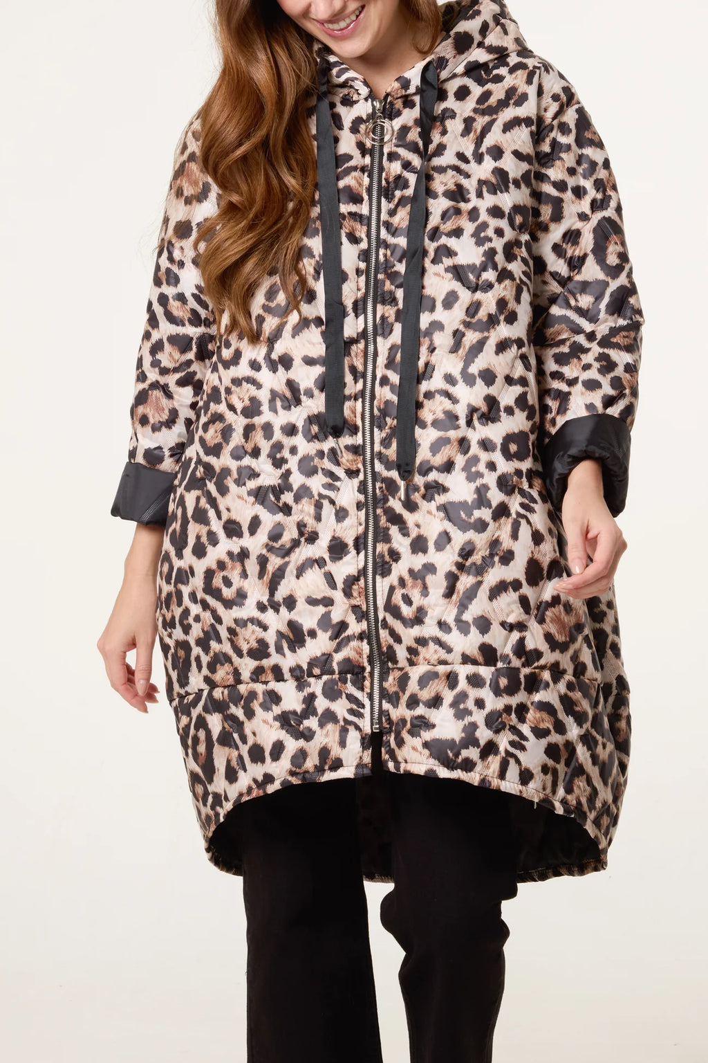Shanade Hooded Leopard Print Zip Parka