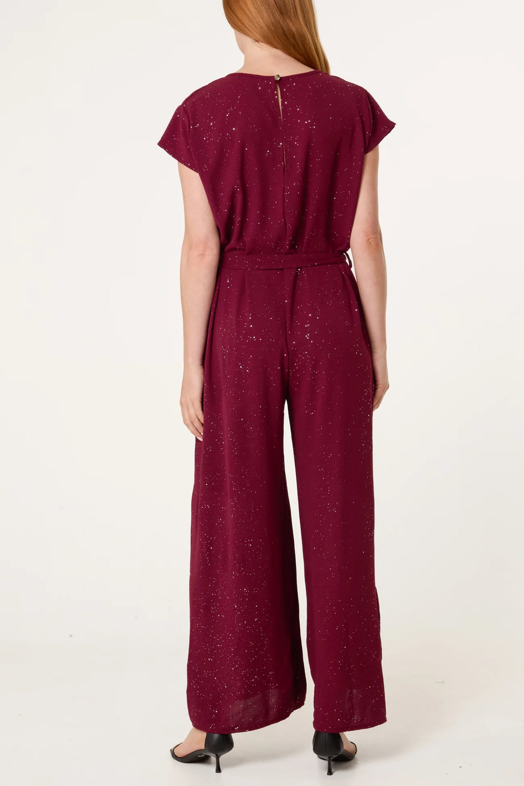 ✨ “Afterglow” Glitter Belted Jumpsuit