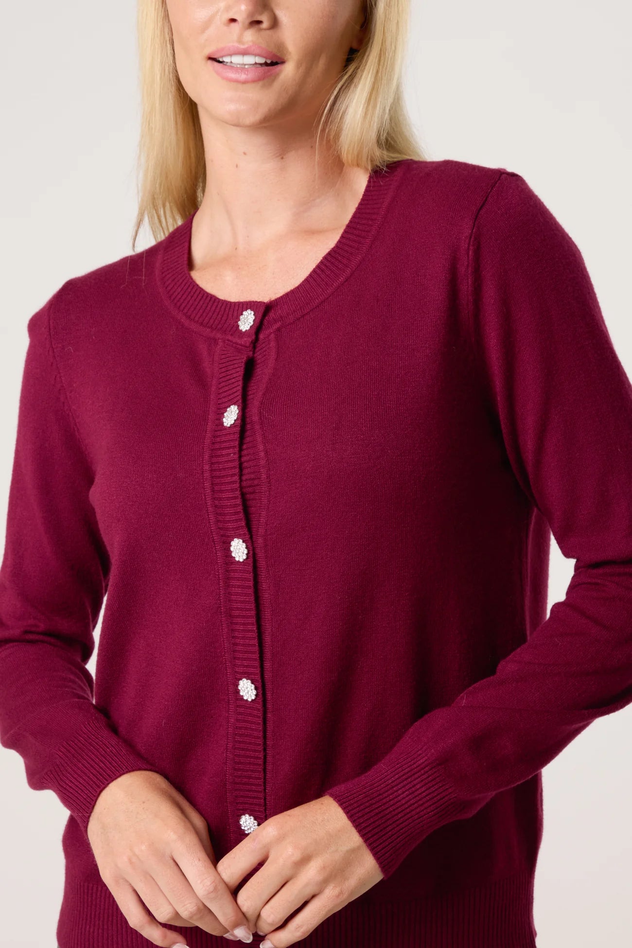 ✨ Diamanté Bloom Cardi – Round Neck