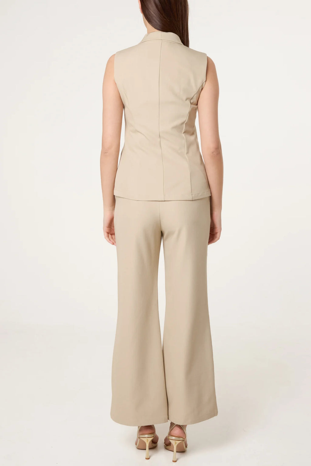 Erin Tailored Two-Piece Vest & Trouser Set – Stone